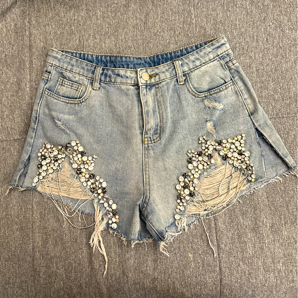 Head-turning Studded Custom Denim Shorts